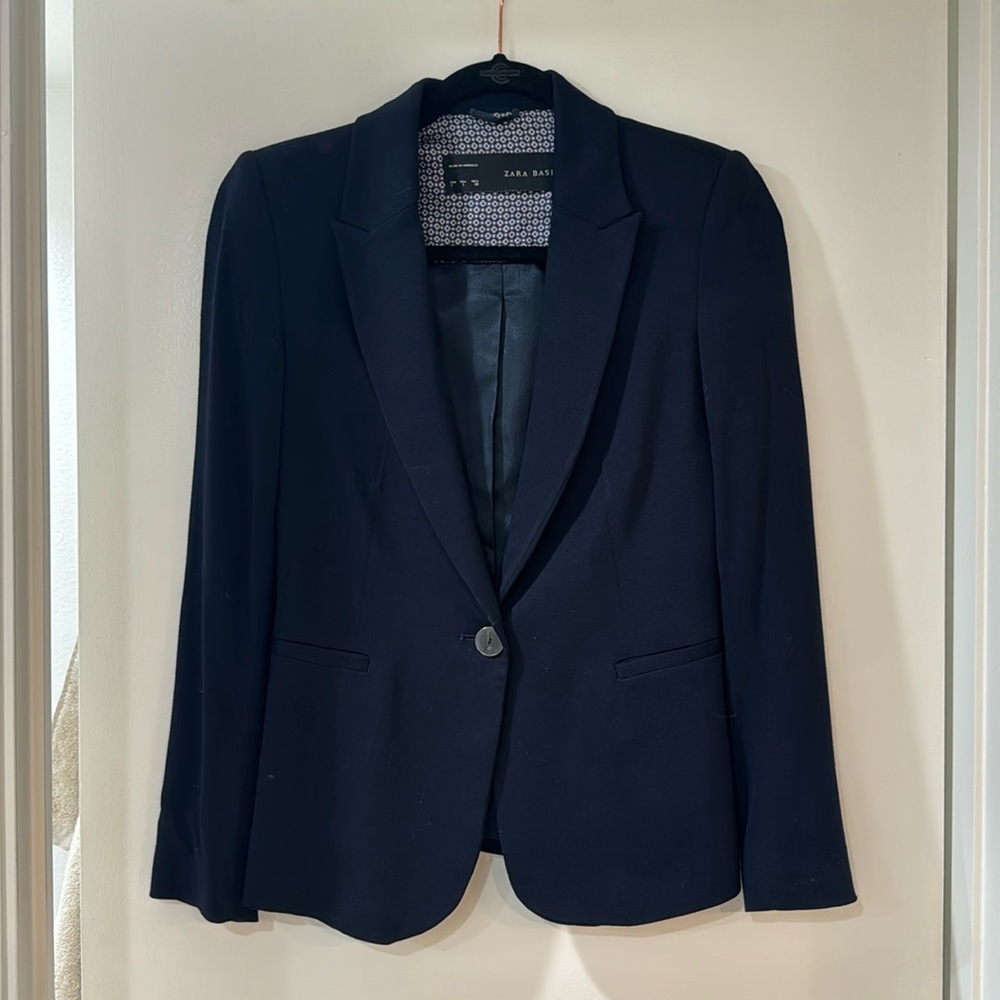 Navy Zara Basic Blazer Small